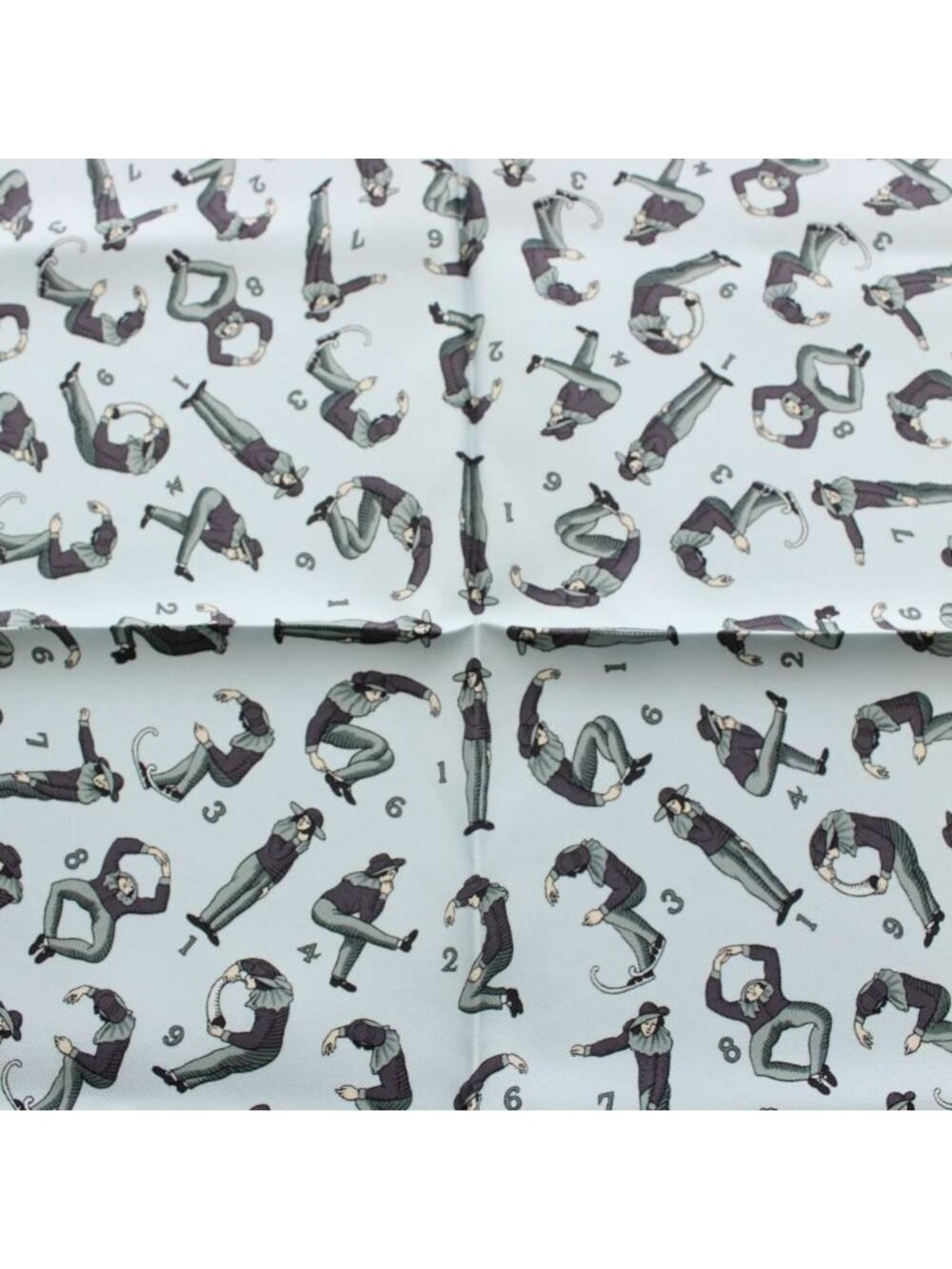 Hermes Carre 45 Gavroche Human Numbers Scarf All Over Pattern Silk Light Blue - Picture 4 of 8